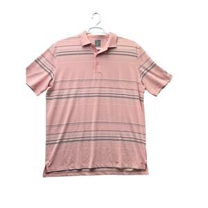 Callaway Opti-Dri Mens Golf Polo Shirt Peach Stripe Short Sleeve Rugby NWOT Sz.L